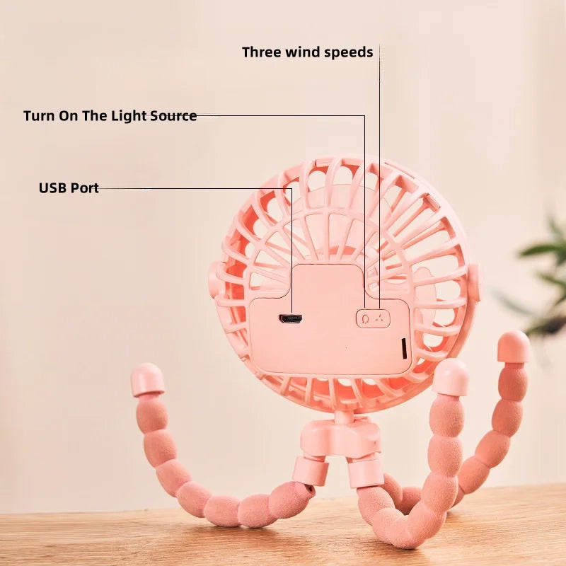 Octopus Mini Fan: Keep Baby Cool & Happy, Anywhere!
