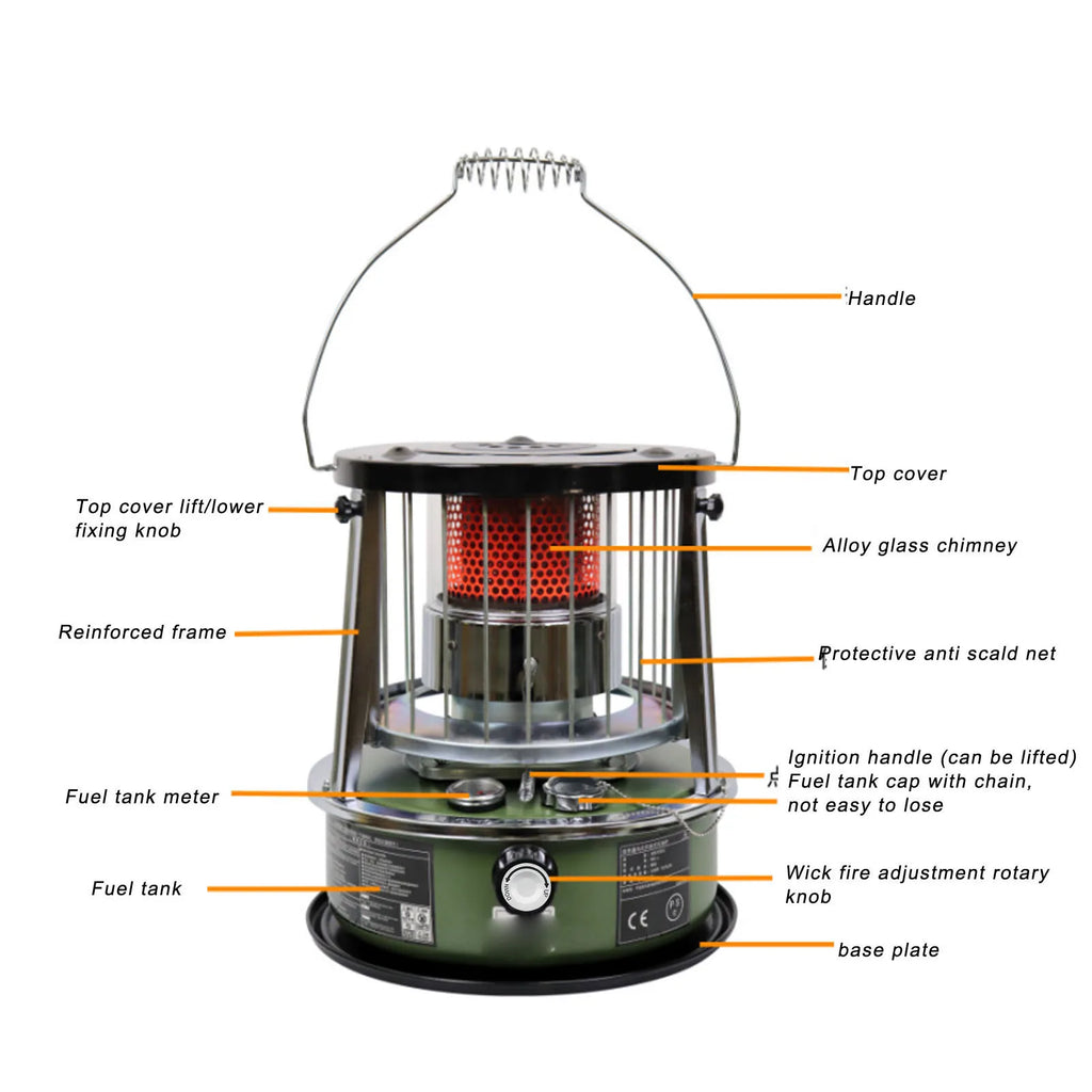 Kerosene Heater Adjustable Height Non Electric Portable 2 in 1 Stove Heater for Camping Garage Adjustable Height Kerosene Heater