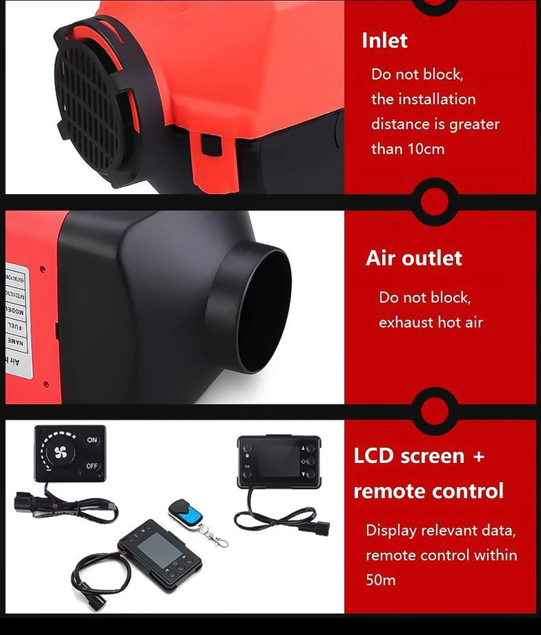 All-in-One 5kW 2kW Portable Car Vehicle Heater Quick Heating For Winter Comfort Air Heater