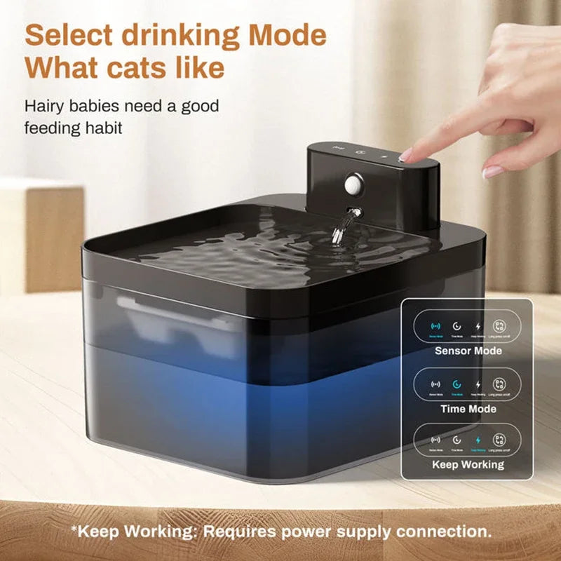 74oz/2.2L Wireless Automatic Cat Water Fountain Infrared Sensor Smart Pet Drinkier Fountain Pet Water Dispenser For Dog Cat