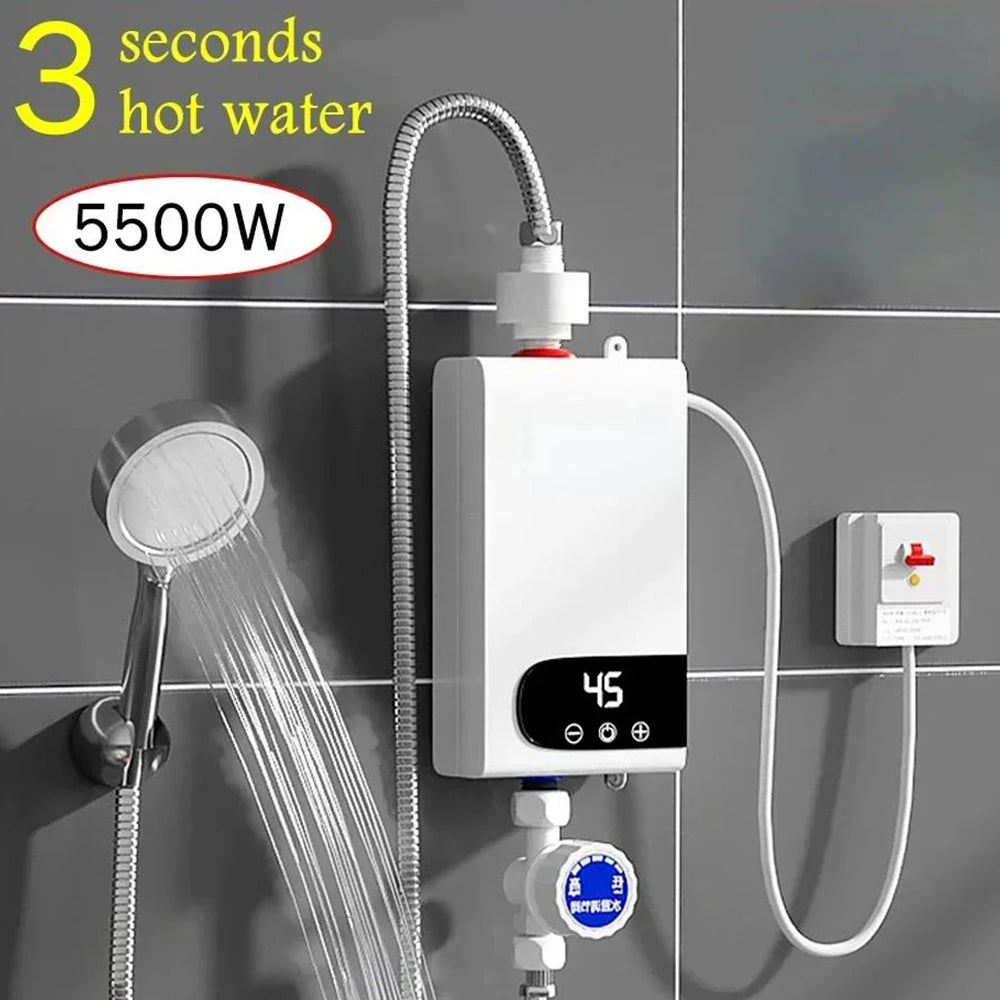 Portable Electric Heaters 220V 5500W Instant Water Heater for Bathroom Hot Water Shower and Home Kitchen Heating Machine