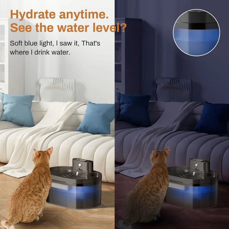 74oz/2.2L Wireless Automatic Cat Water Fountain Infrared Sensor Smart Pet Drinkier Fountain Pet Water Dispenser For Dog Cat