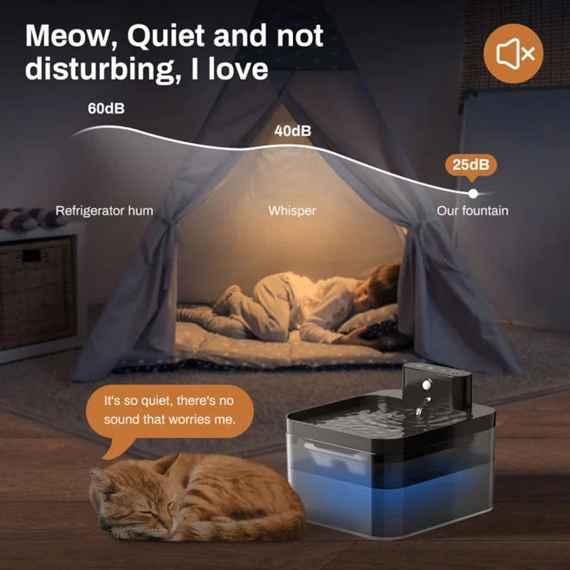74oz/2.2L Wireless Automatic Cat Water Fountain Infrared Sensor Smart Pet Drinkier Fountain Pet Water Dispenser For Dog Cat