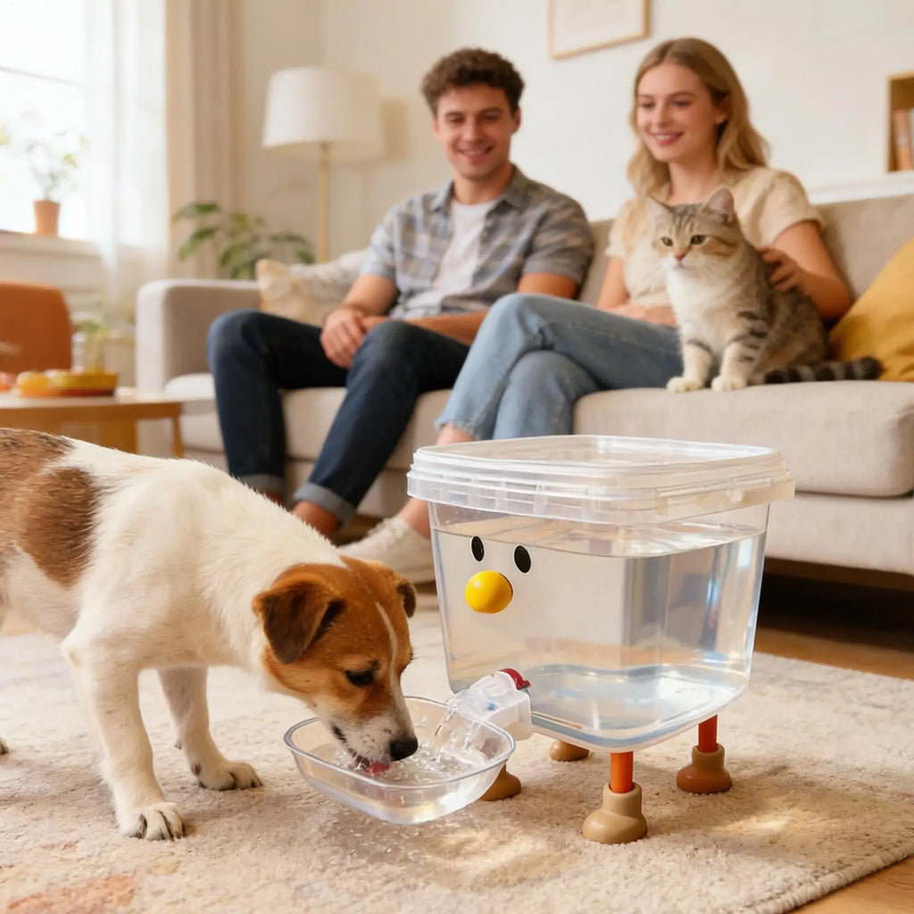Automatic Pet Water Dispenser Smile Face Auto Cat Dog Fountain Bowl Cartoon Puppy Fountain Dispenser for Home Living Room