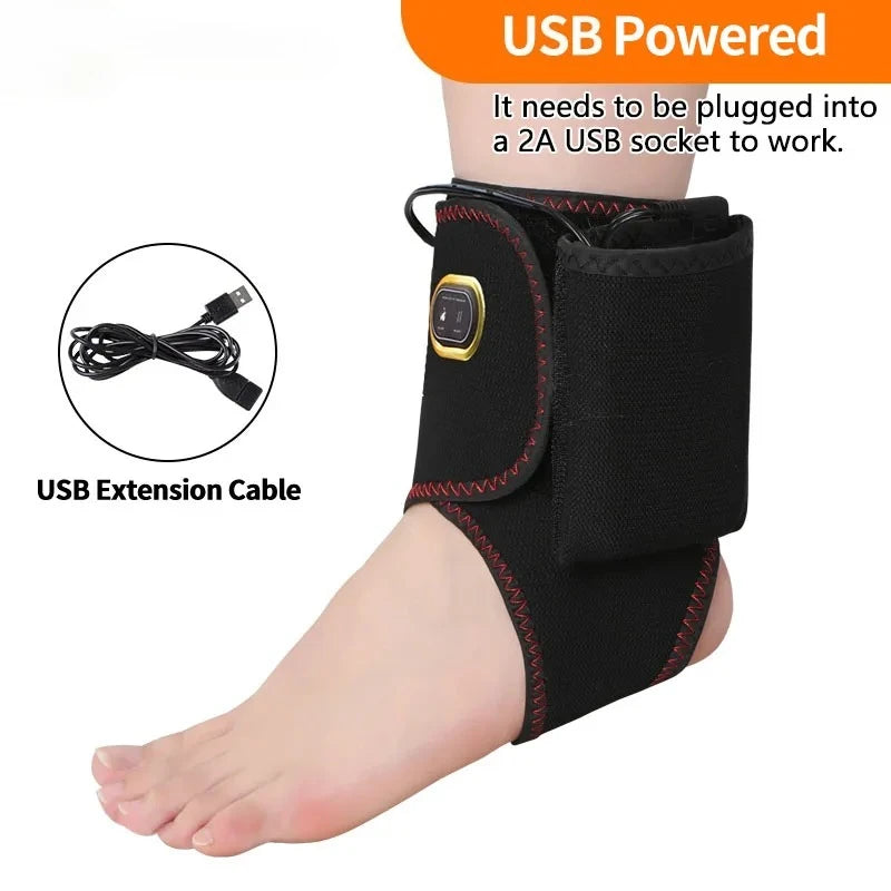 Portable Ankle Massager with Heat & Vibration，For Recovery，Relief Muscle Pain ，Sports Injuries,Joint Warmth, Adjustable Brace, U