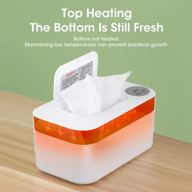 Portable Baby Wipe Warmer 2-in-1 Heated Towel Dispenser with LED Display Heating Box for Home Car Travel Accessories