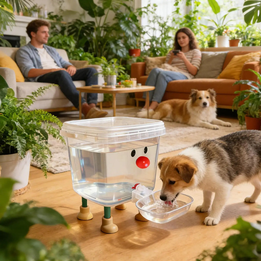 Automatic Pet Water Dispenser Smile Face Auto Cat Dog Fountain Bowl Cartoon Puppy Fountain Dispenser for Home Living Room
