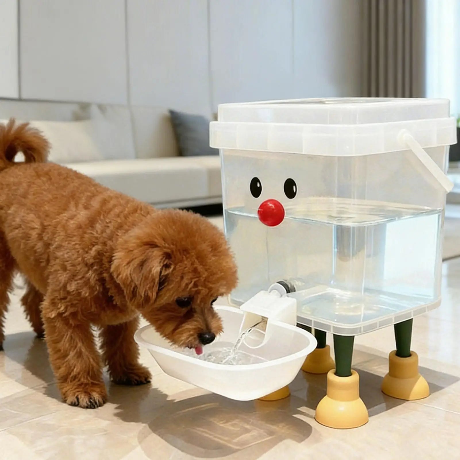 Automatic Pet Water Dispenser Smile Face Auto Cat Dog Fountain Bowl Cartoon Puppy Fountain Dispenser for Home Living Room