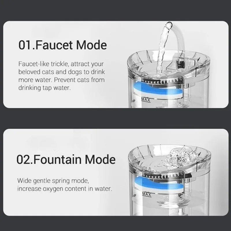 Auto Smart Cat Water Fountain Quiet Tilted Design Energy Efficient Pet Drinker for Fresh Water Circulation
