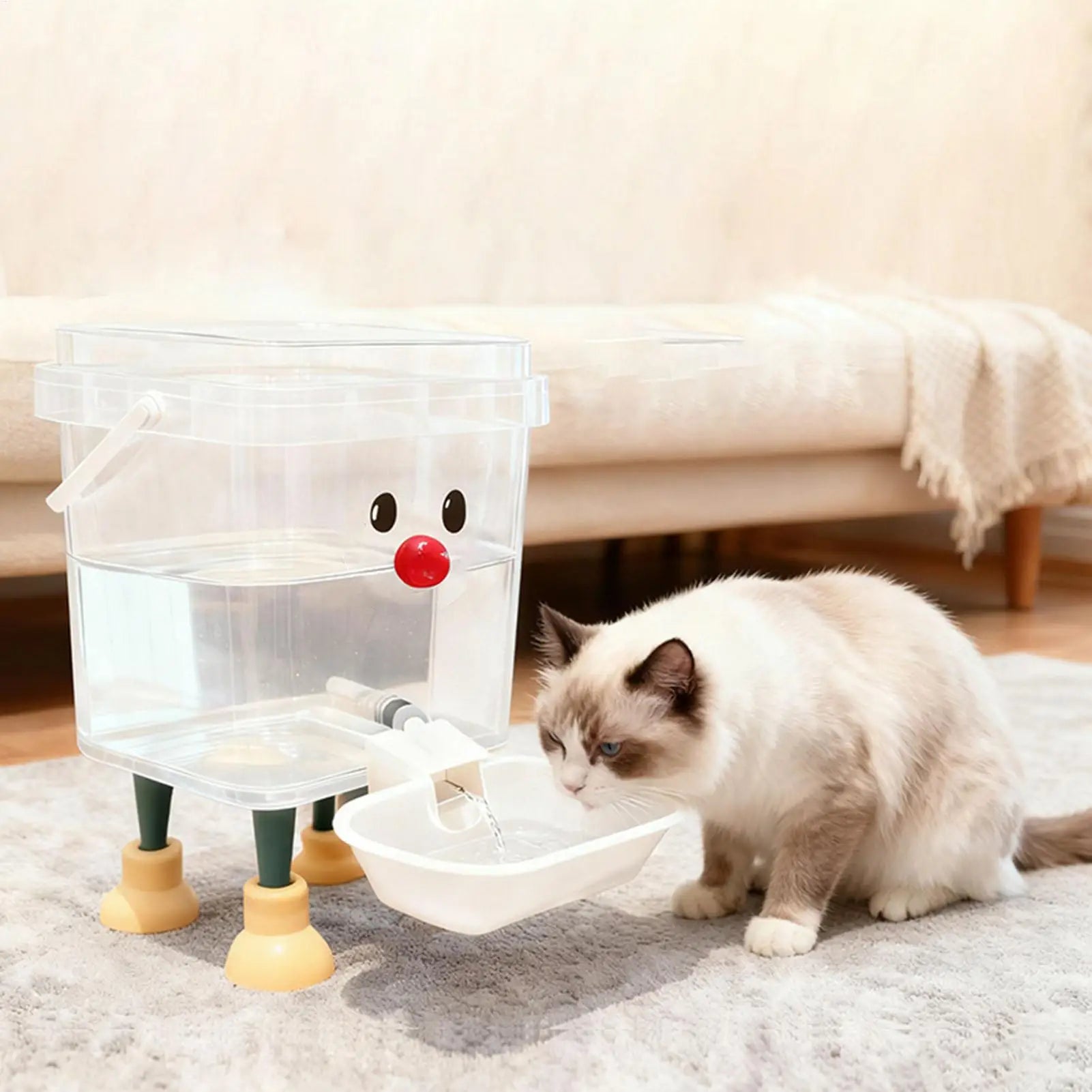 Automatic Pet Water Dispenser Smile Face Auto Cat Dog Fountain Bowl Cartoon Puppy Fountain Dispenser for Home Living Room